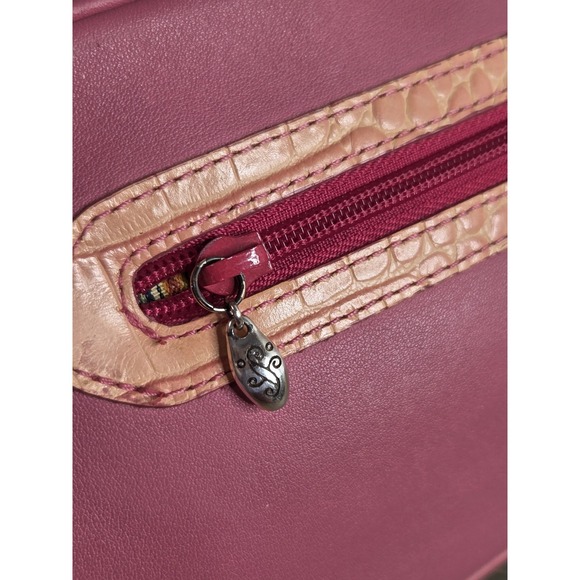 Brighton PINK Baguette Croc Embossed Buckle Sample Restored Y2K Leather Crossbod - Picture 7 of 9